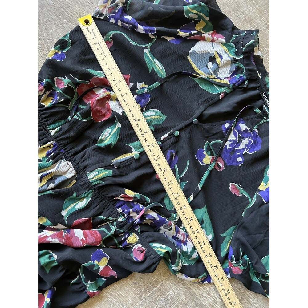Lauren Ralph Lauren Floral Georgette Dress 12 NWT Tiered Ruffle Black Multi NEW - Picture 10 of 14